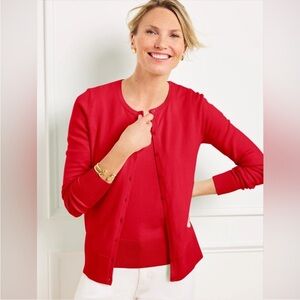 Talbots Pima Cotton cardigan sweater red size small